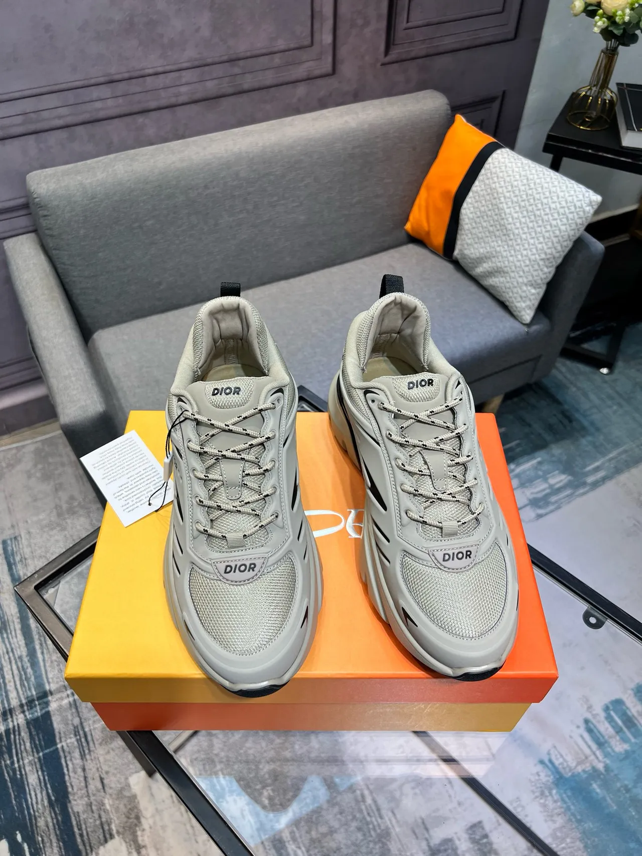 Dior B27 Beige Black Sole Mesh And Synthetic Upper Chunky Sneakers 4