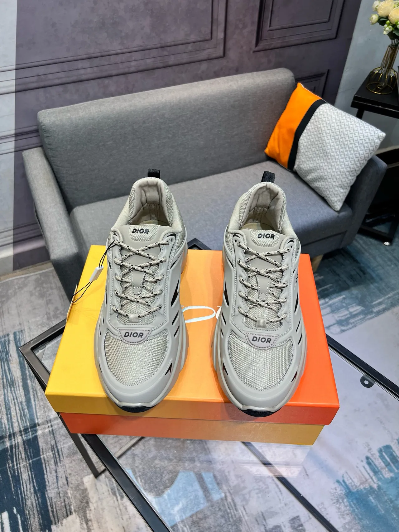 Dior B27 Beige Black Sole Mesh And Synthetic Upper Chunky Sneakers 9