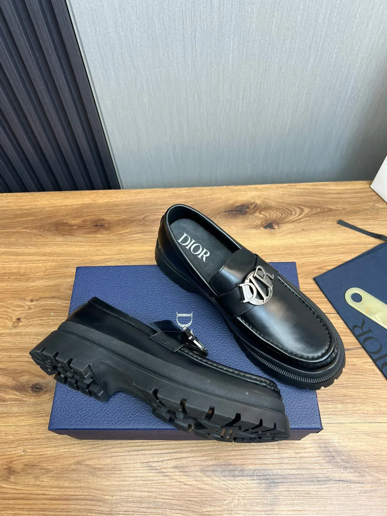Dior B27 Black Leather Logo Buckle Loafers 5