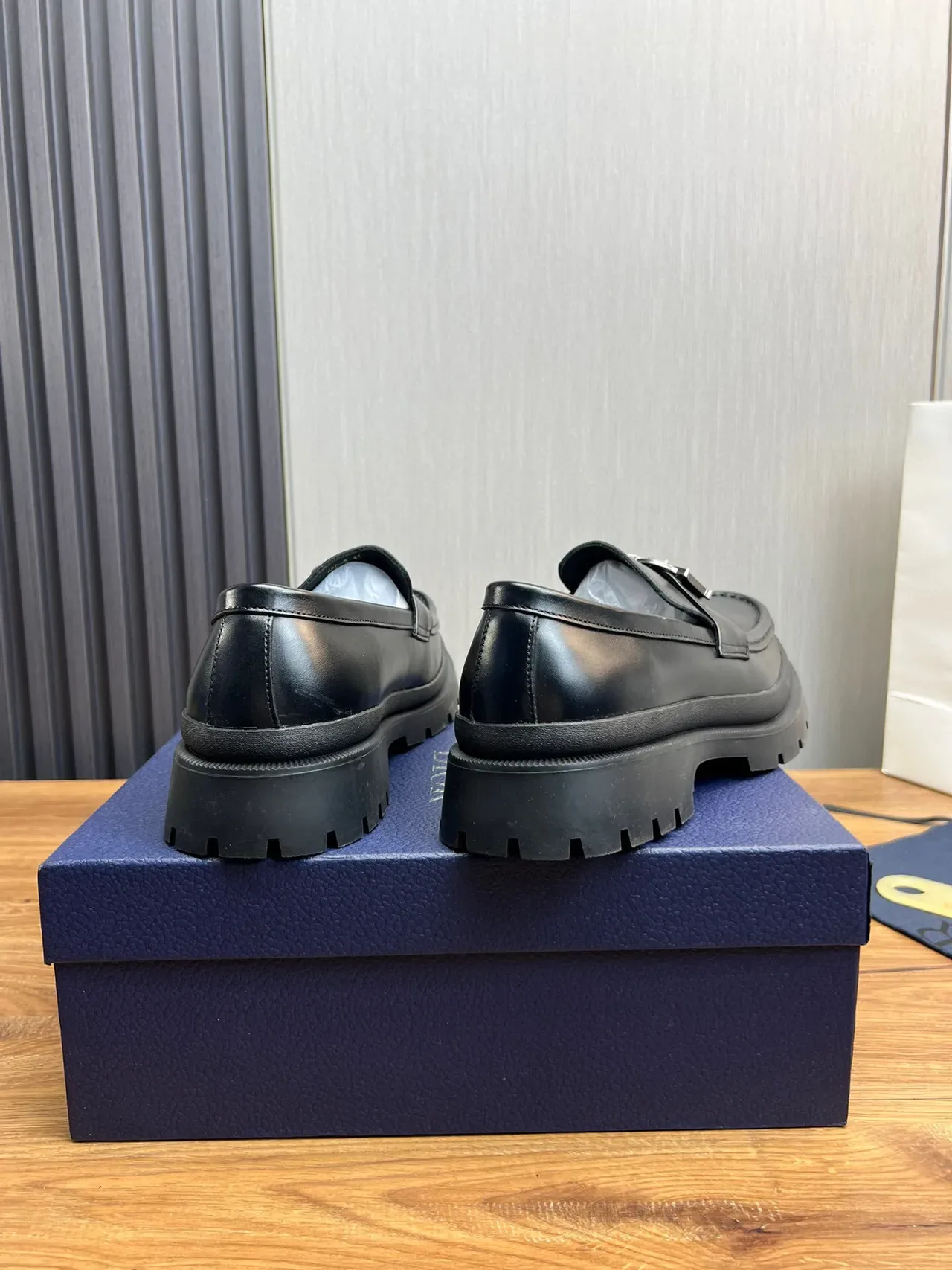 Dior B27 Black Leather Logo Buckle Loafers 6