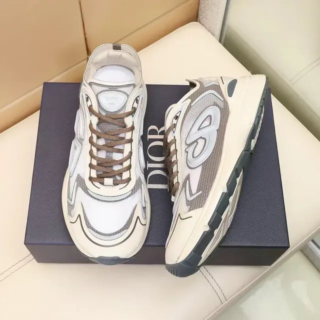 Dior B27 Monogram Overlay White Gray Lifestyle Sneakers 3