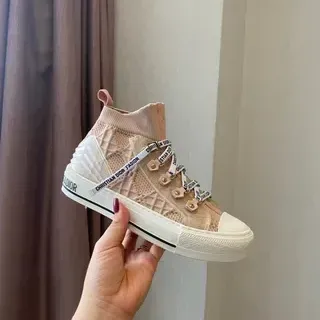 Dior B27 Pink Beige Knit High-Top Lifestyle Sneakers