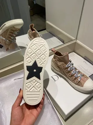 Dior B27 Pink Beige Knit High-Top Lifestyle Sneakers 2