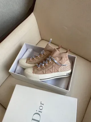 Dior B27 Pink Beige Knit High-Top Lifestyle Sneakers 3