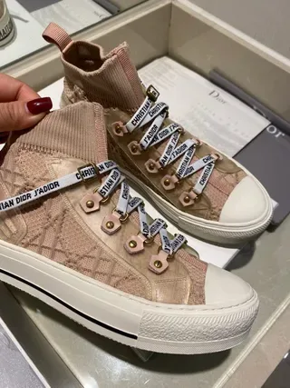 Dior B27 Pink Beige Knit High-Top Lifestyle Sneakers 4