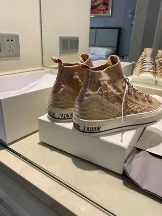 Dior B27 Pink Beige Knit High-Top Lifestyle Sneakers 5