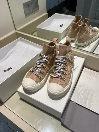 Dior B27 Pink Beige Knit High-Top Lifestyle Sneakers 6