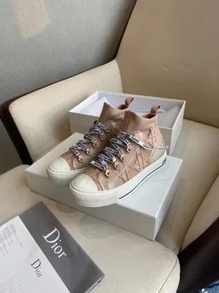 Dior B27 Pink Beige Knit High-Top Lifestyle Sneakers 8