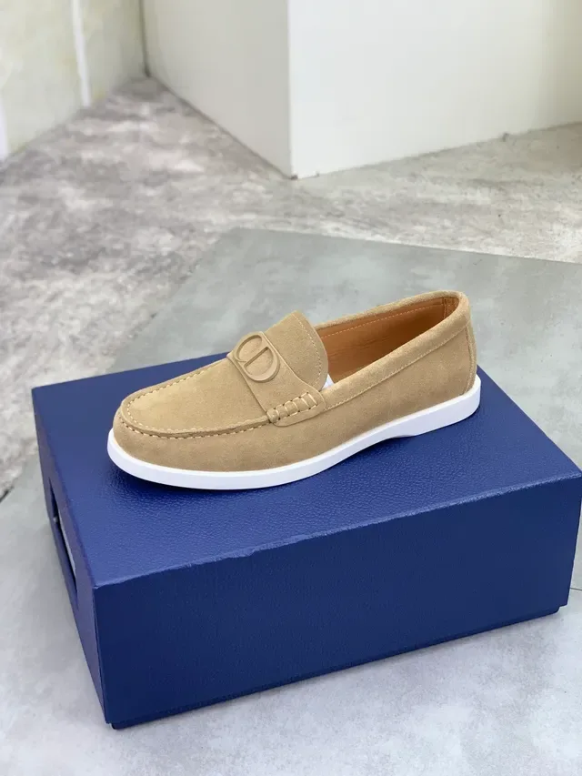 Dior Beige White Suede Upper CD Logo Buckle Loafer 4