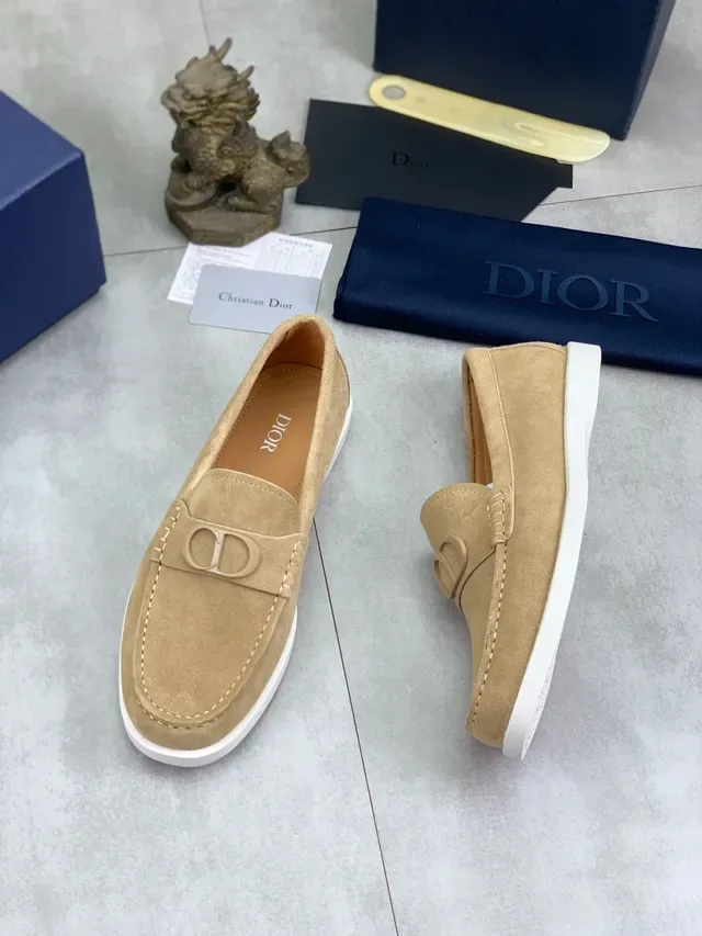 Dior Beige White Suede Upper CD Logo Buckle Loafer 5