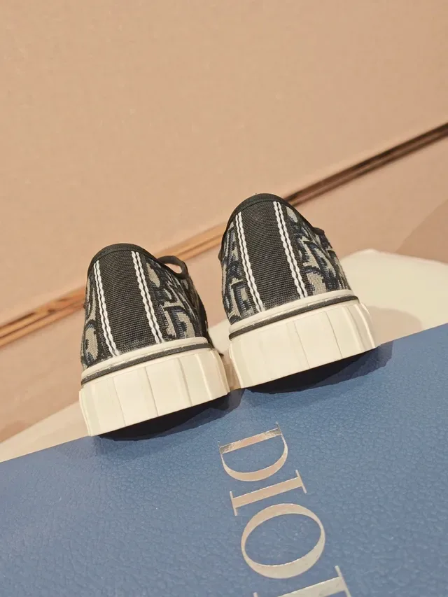 Dior Tênis Lifestyle Preto Bege Monogram Jacquard Upper Ribbed Rubber Toe Cap 3