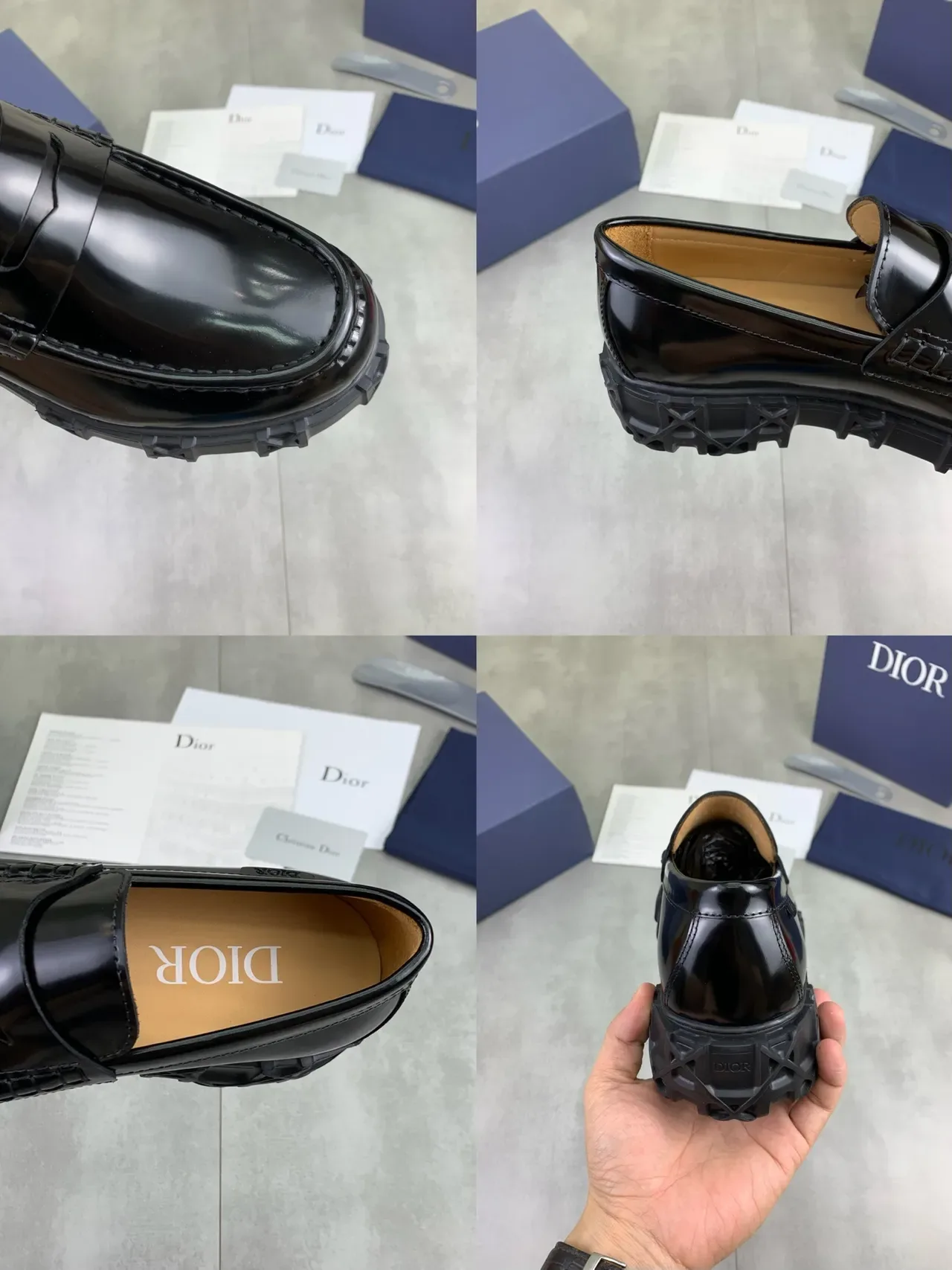 Dior Black Brown Glossy Patent Leather Penny Strap Loafer 2
