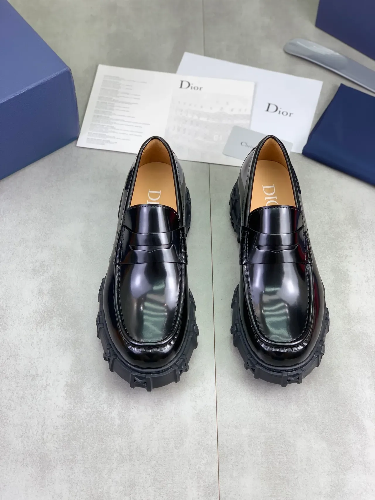 Dior Black Brown Glossy Patent Leather Penny Strap Loafer 5