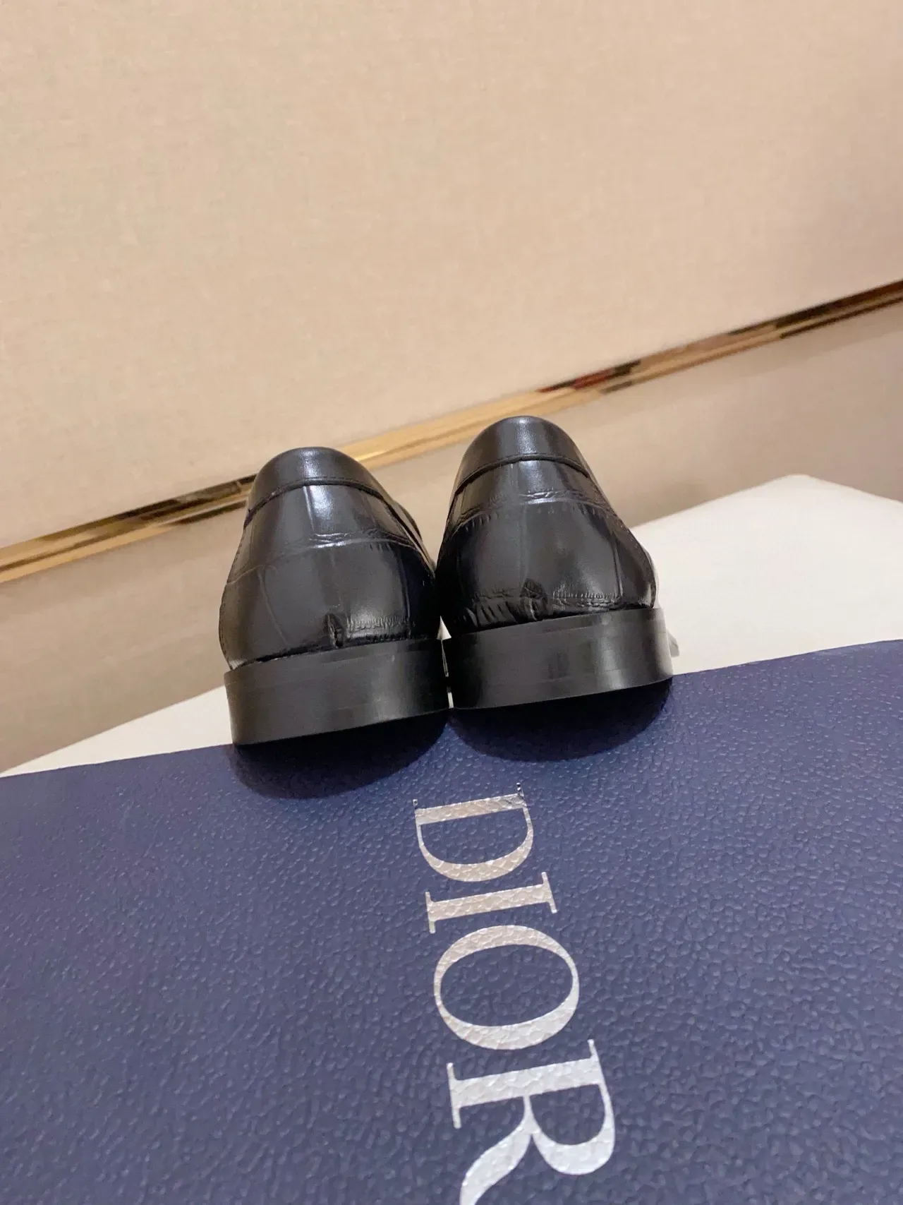 Dior Black Croc-Embossed Leather Metal Logo Strap Loafer 3