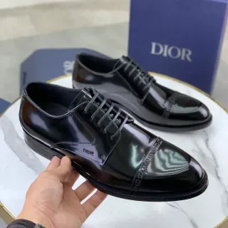 Dior Black Glossy Patent-Like Finish Cap-Toe Oxford Shoes