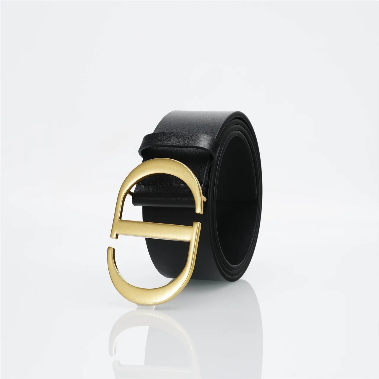 Dior Black Gold Smooth Strap Large Interlocking CD Buckle Leather Belt 7