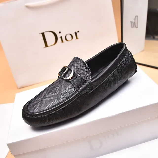 Dior Black Gray Leather Geometric Oblique Print Loafer 6