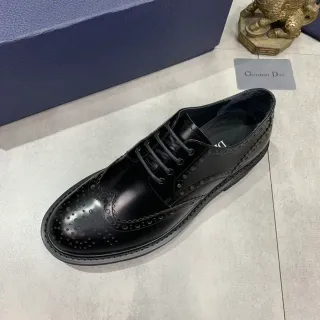 Dior Black Polished Leather Wingtip Brogue