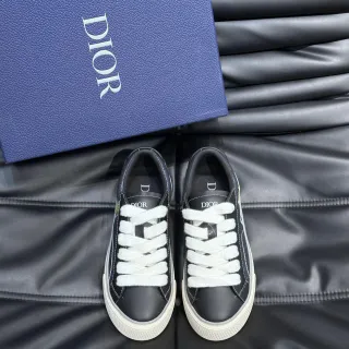 Dior Black White Low-Top Leather Upper Lifestyle Sneakers
