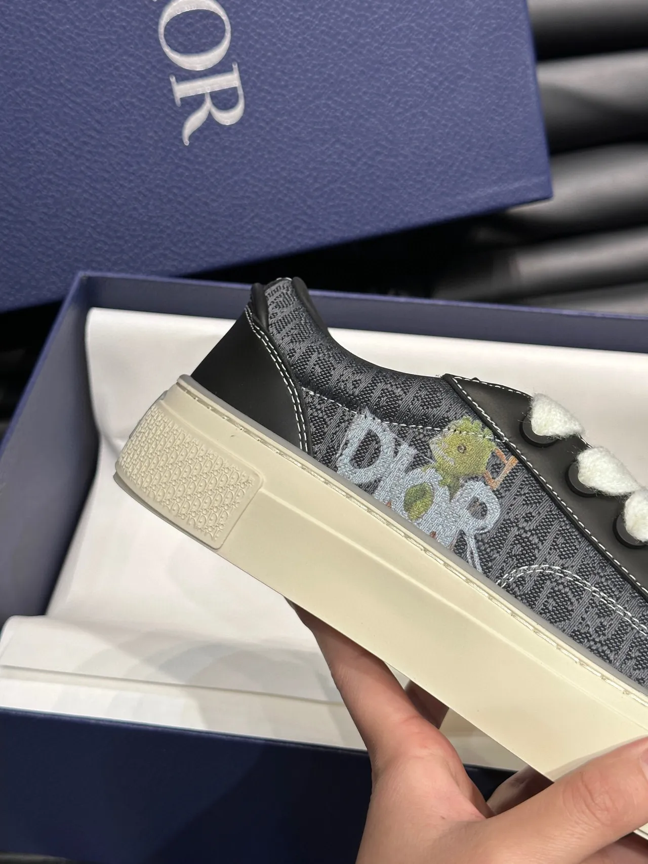 Dior Black White Low-Top Leather Upper Lifestyle Sneakers 7