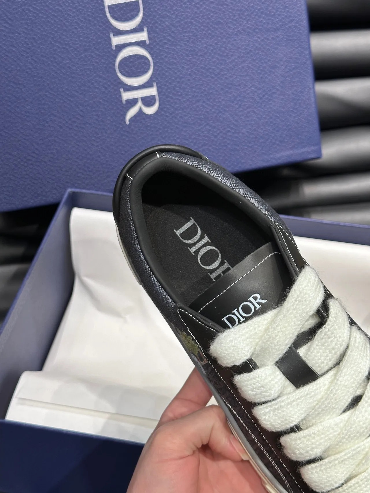 Dior Black White Low-Top Leather Upper Lifestyle Sneakers 8