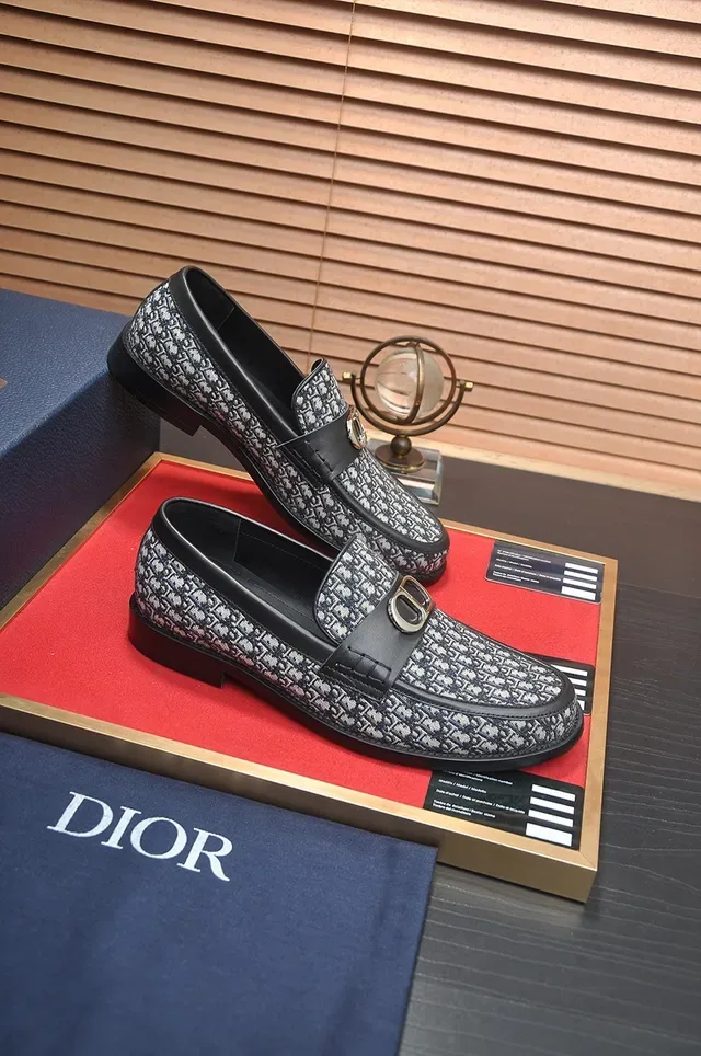 Dior Black White Monogrammed Fabric Upper Double Monk Strap Loafer 4