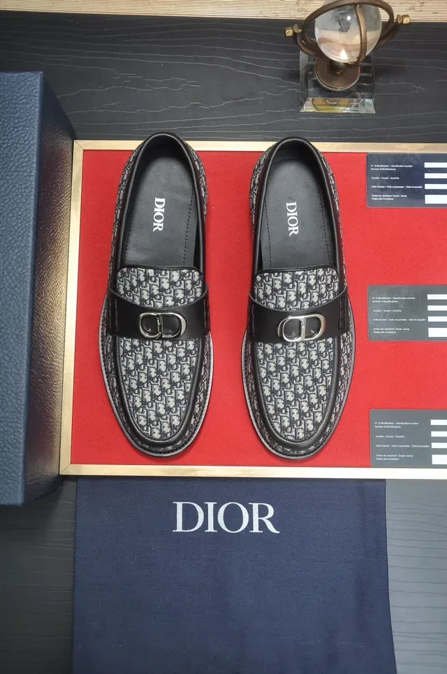 Dior Black White Monogrammed Fabric Upper Double Monk Strap Loafer 5