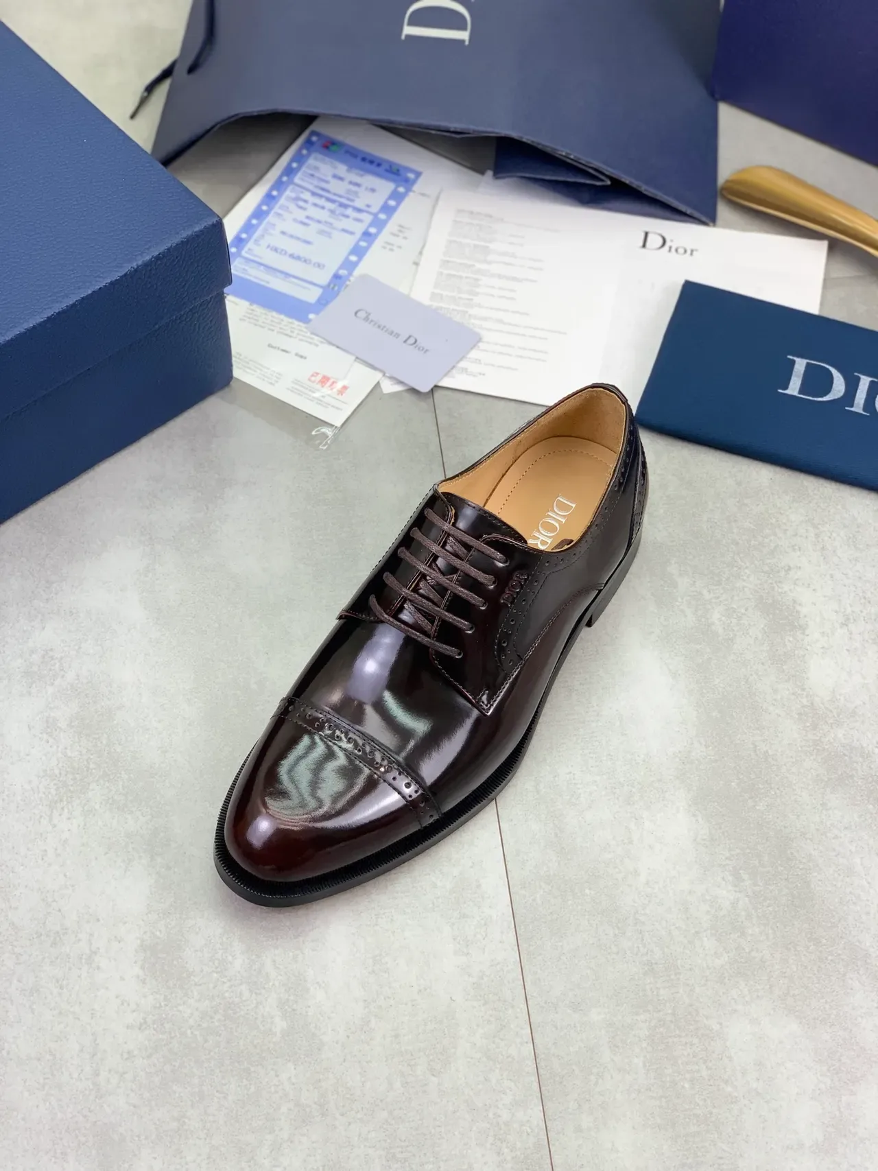 Dior Burdeos Negro Derby Punta Redonda 4