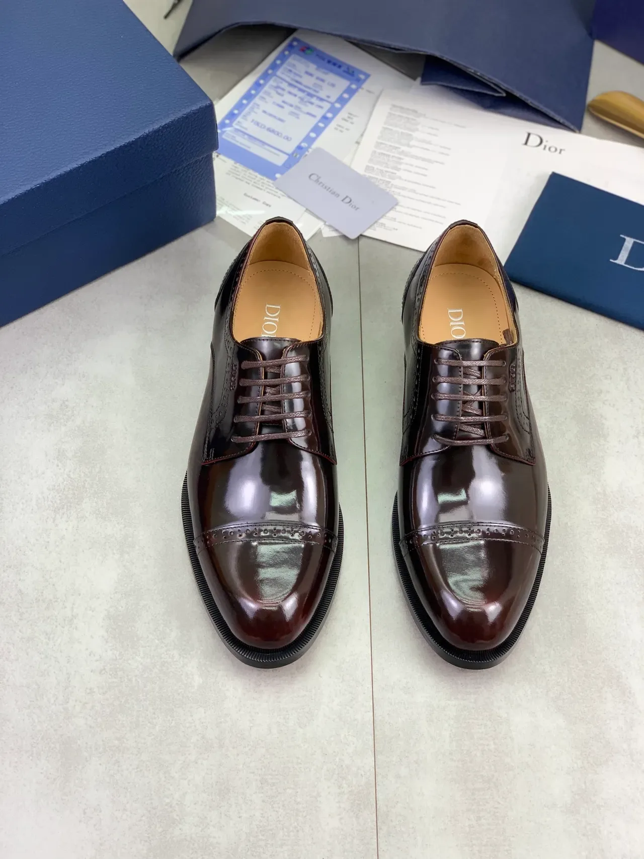 Dior Burdeos Negro Derby Punta Redonda 5