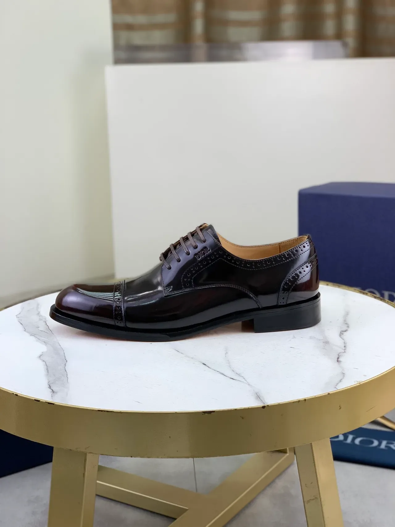 Dior Burdeos Negro Derby Punta Redonda 6