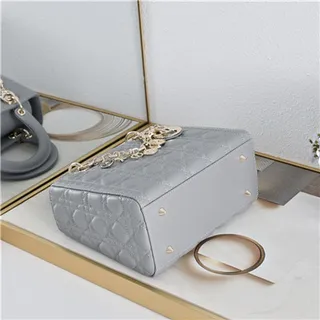 Dior Bordeaux Or Matelassé Cannage Cuir Charme Chaîne Embellissement Sac Tote 13