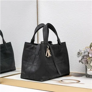 Dior Bolsa Tote de Couro com Alça Superior em Borgonha com Acabamento Quilted Cannage 7