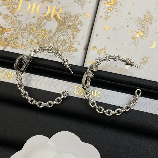 Dior Camellia Chain Silver White Curb Resin Motif Necklace 5