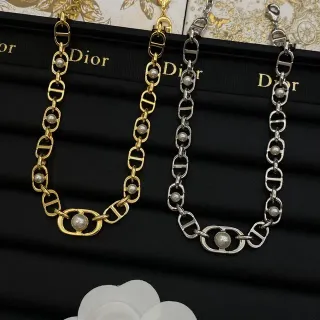 Dior Diorever Collier Chaîne à Maillons Doré et Argenté