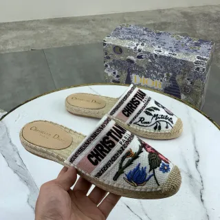 Dior सिलाई फूल टेप स्ट्रैप एस्काड्रिल स्लिपर्स
