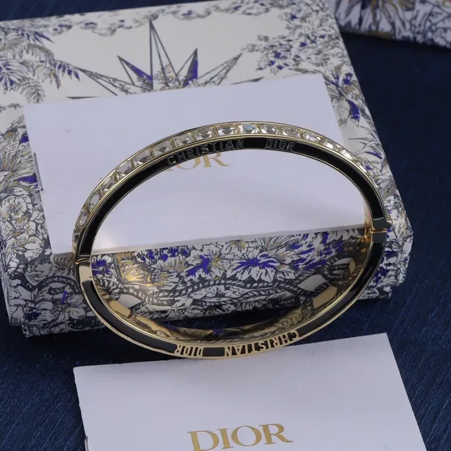 Dior Enamel and Crystal Hinged Bangle Bracelets 3