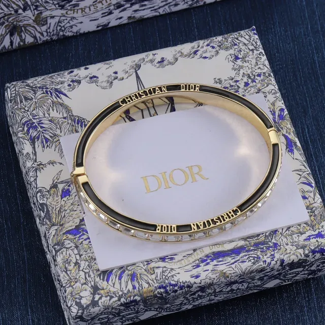Dior Enamel and Crystal Hinged Bangle Bracelets 4