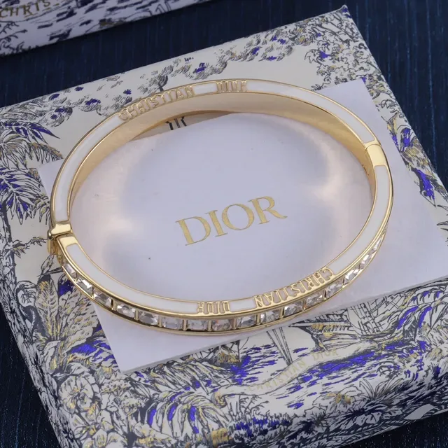 Dior Enamel and Crystal Hinged Bangle Bracelets 5