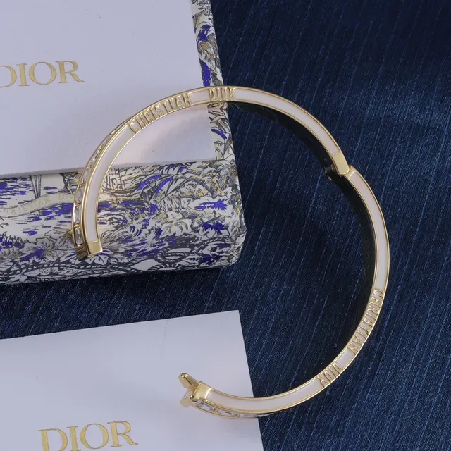 Dior Enamel and Crystal Hinged Bangle Bracelets 6