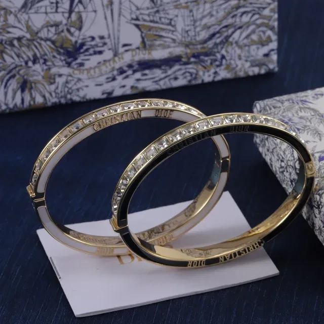 Dior Enamel and Crystal Hinged Bangle Bracelets 8