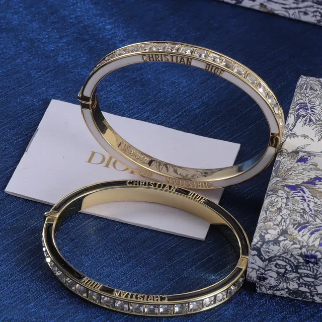 Dior Enamel and Crystal Hinged Bangle Bracelets 9