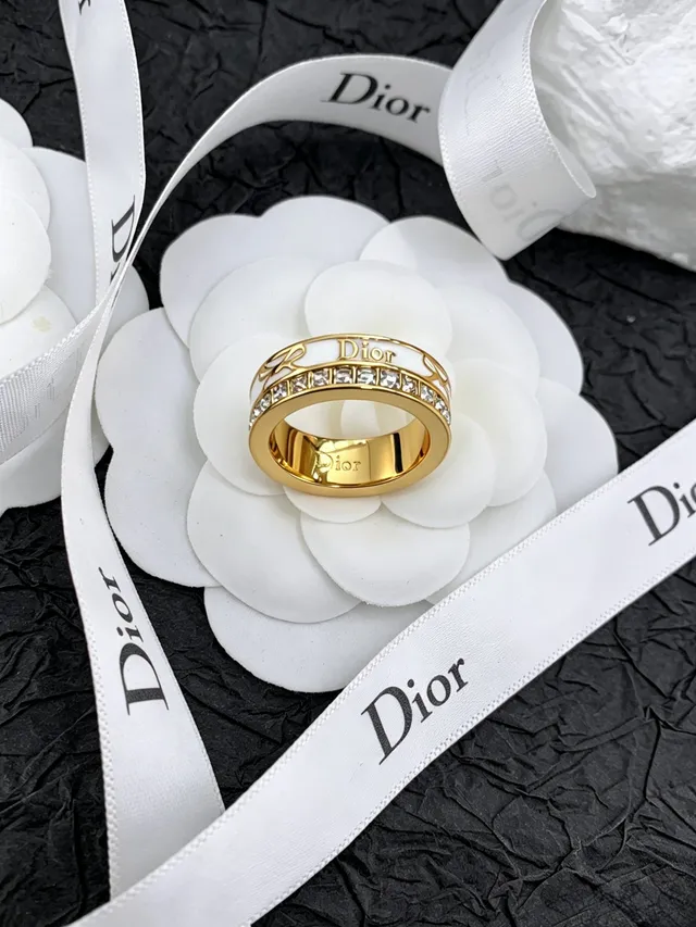 Dior Enamel and Pavé Crystal Band Ring 4