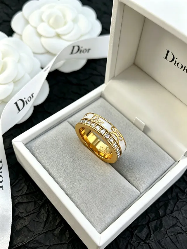 Dior Enamel and Pavé Crystal Band Ring 5