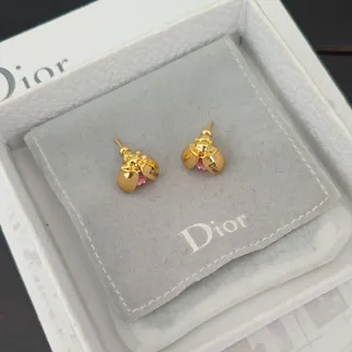 Dior Gold Pink Bag-Shaped Charms Faceted Stone Earrings