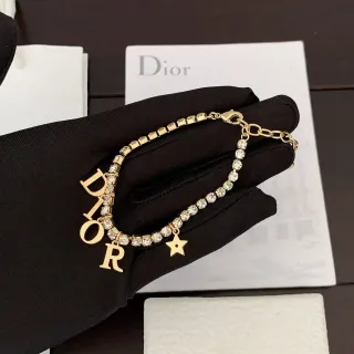 Dior سلسلة ذهب وفضة Pavé كريستال سوار