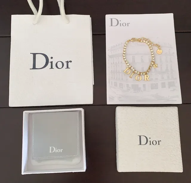 Dior Gold Silver Chain Pavé Crystal Setting Bracelet 4