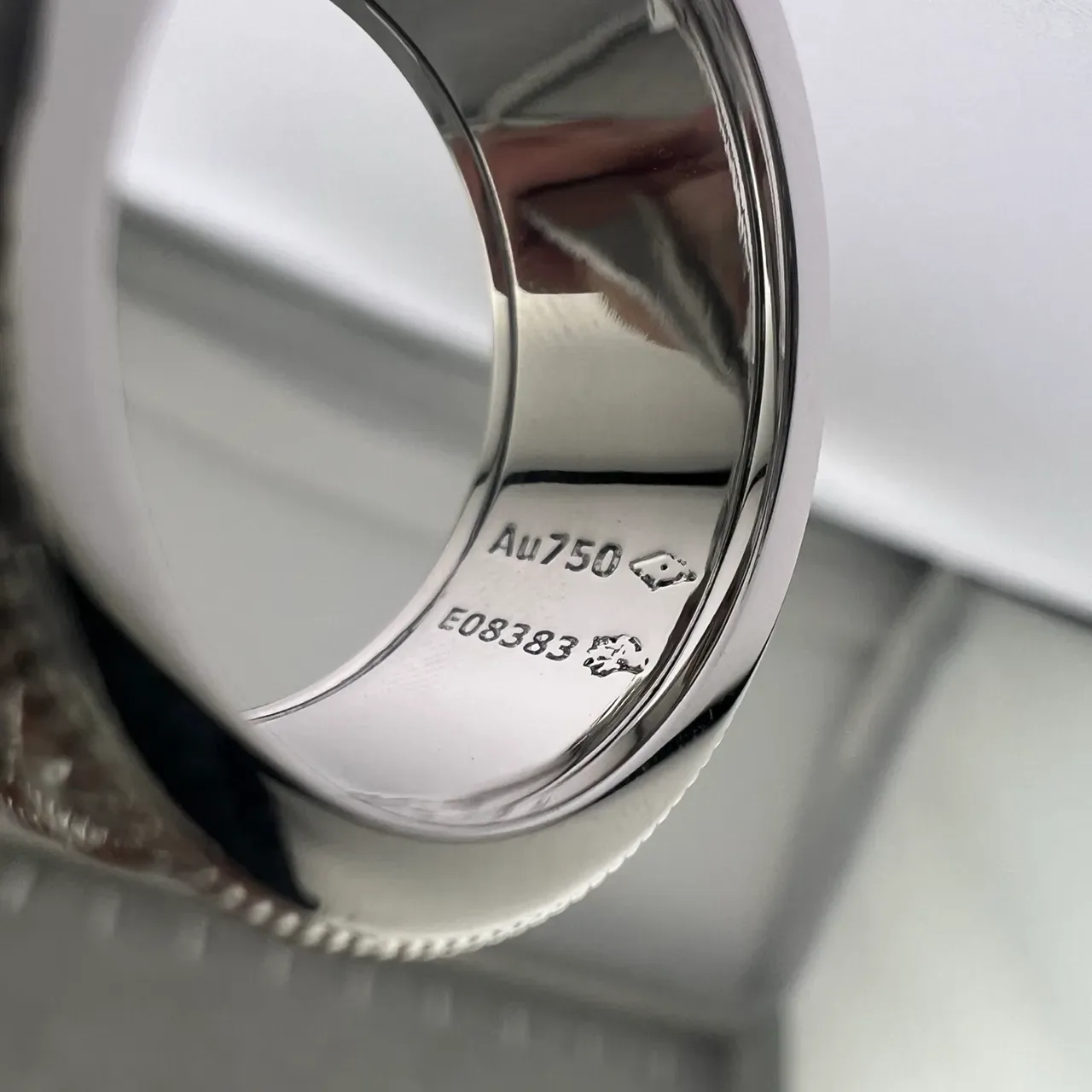 Dior Gold Silver Openwork Lattice Engraved Plaque Ring 2