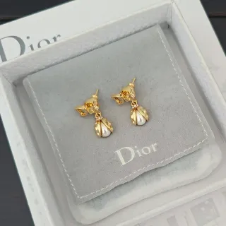 Dior Gold-Tone Floral Pearl Drop Earrings