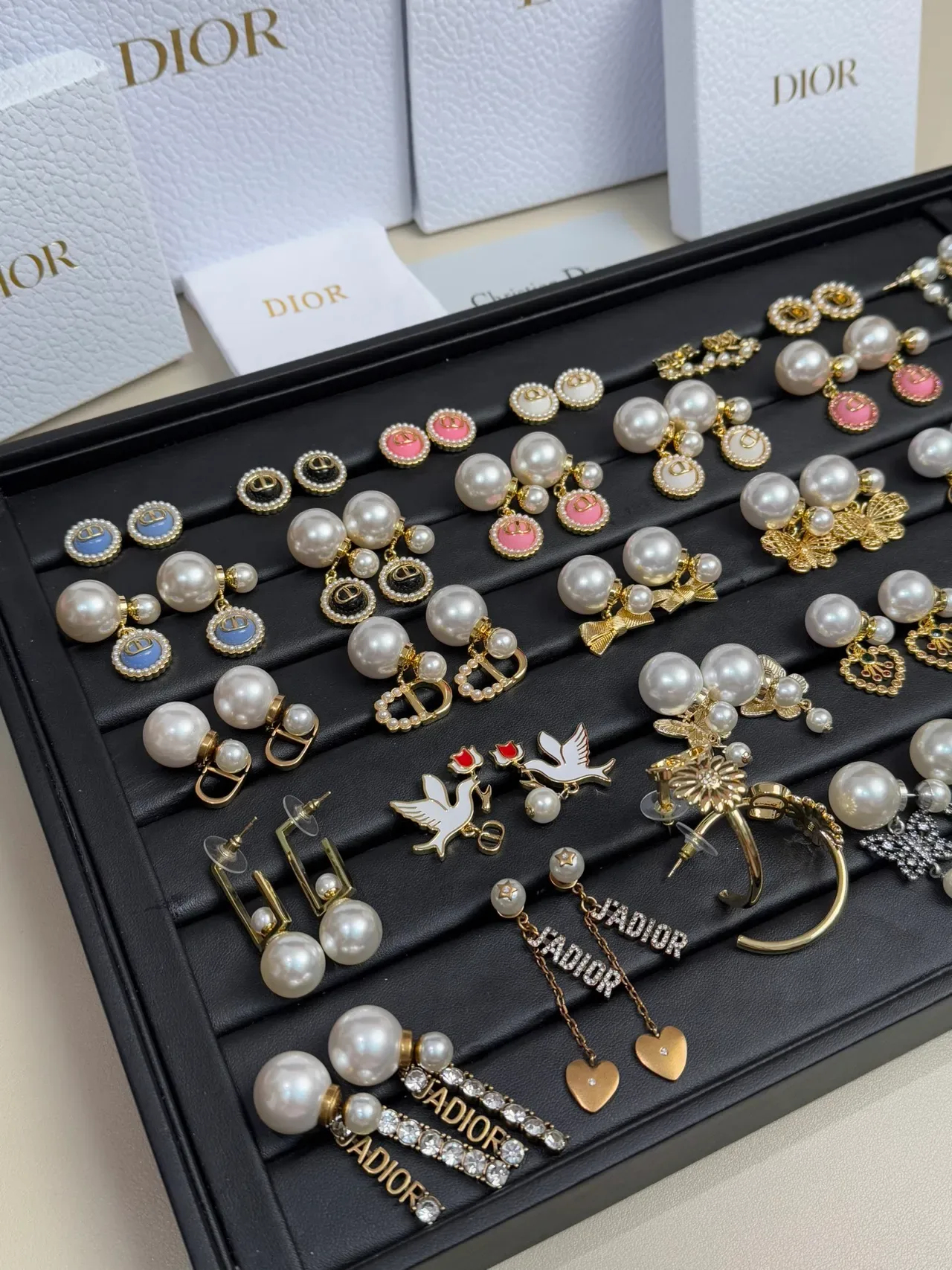 Dior Gold-Tone Pearl and Crystal CD-Motif Earrings 6