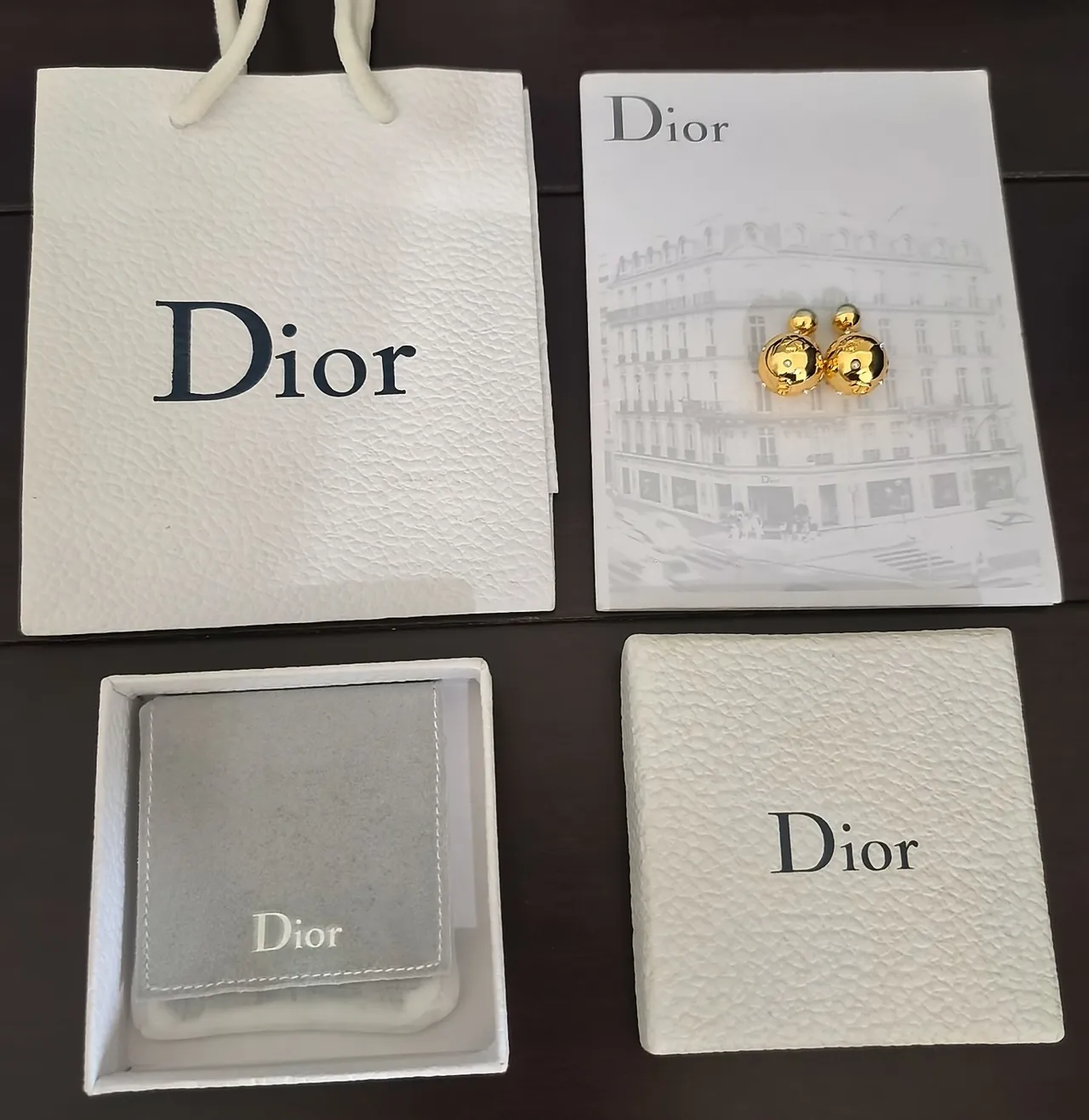 Dior Gold-Tone Pearl-Top Engraved Sphere Earrings 4